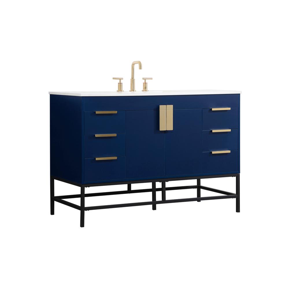 48 inch Single bathroom vanity in blue. Picture 7