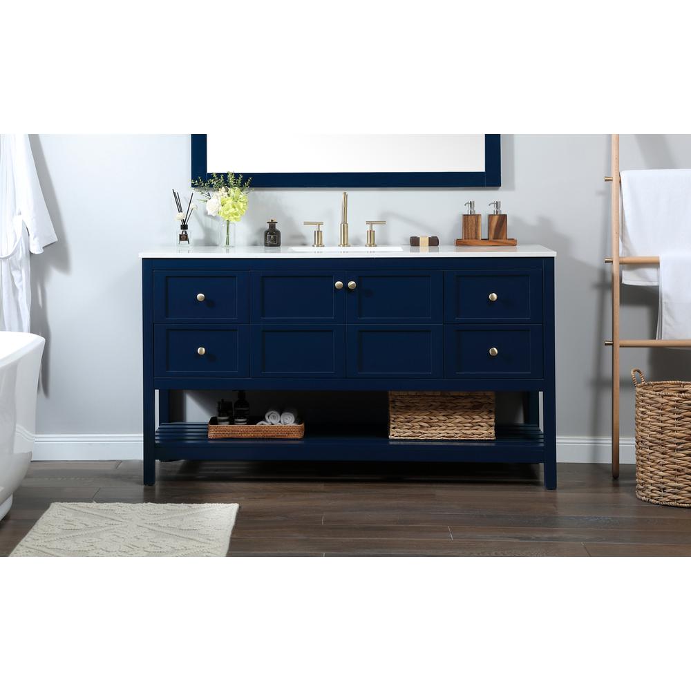 60 inch Single bathroom vanity in blue. Picture 14