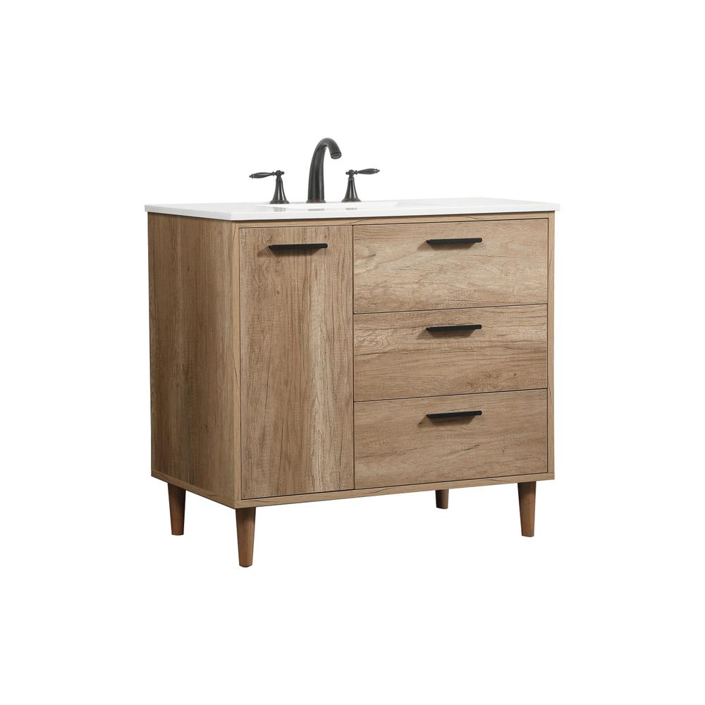 36 inch Single bathroom vanity in natural oak. Picture 7