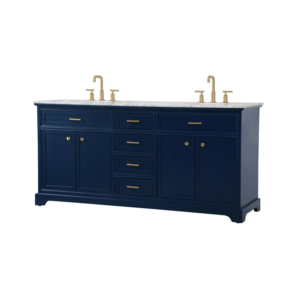 72 inch double bathroom vanity in blue. Picture 7