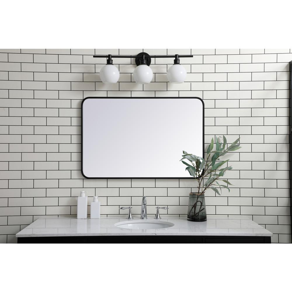 Soft corner metal rectangular mirror 24x36 inch in Black. Picture 9