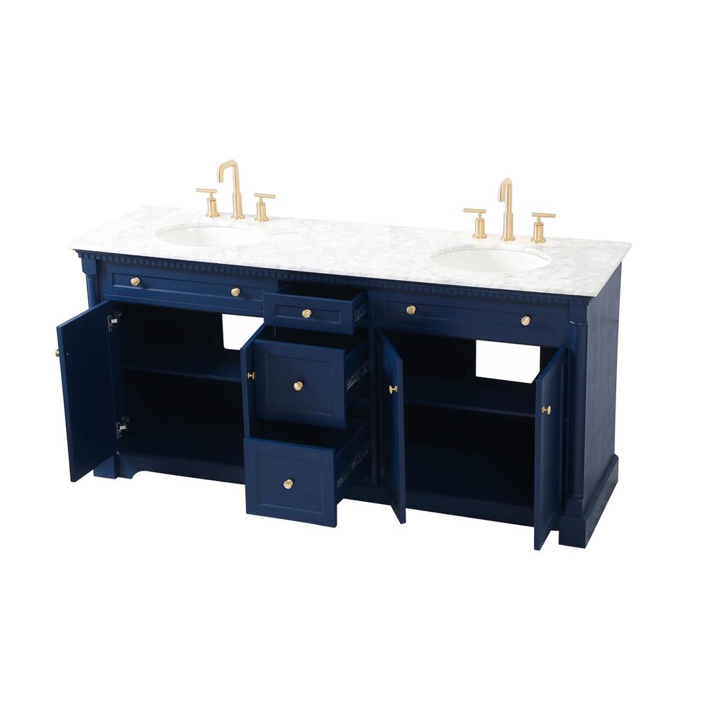 72 inch double bathroom vanity in Blue. Picture 9
