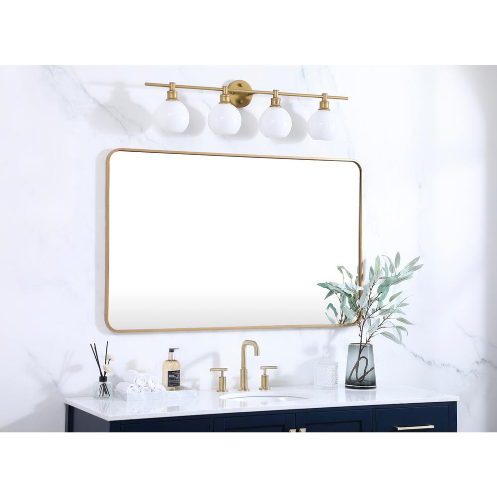 Soft corner metal rectangular mirror 30x48 inch in Brass. Picture 2