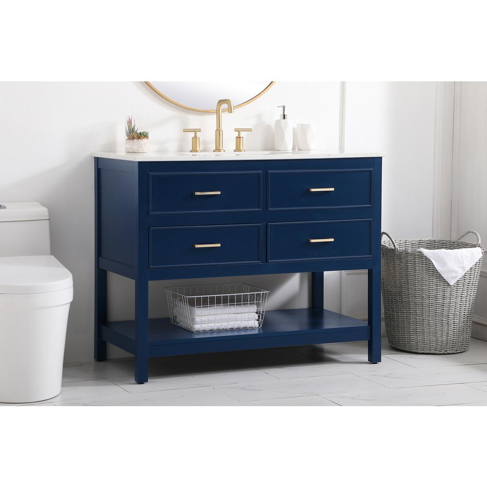42 inch Single bathroom vanity in blue. Picture 2