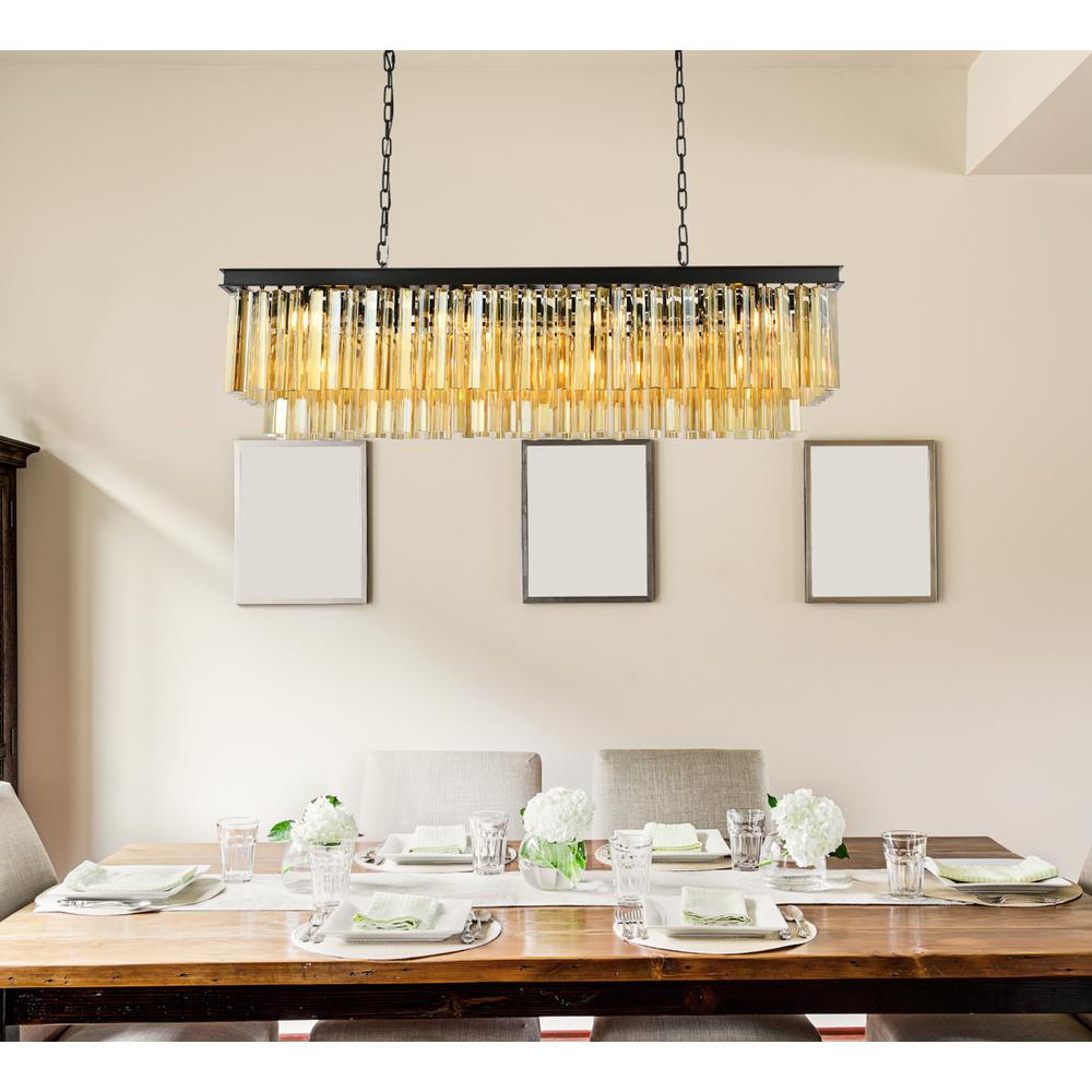 Sydney 12 light Matte Black Chandelier Golden Teak (Smoky) Royal Cut Crystal. Picture 8