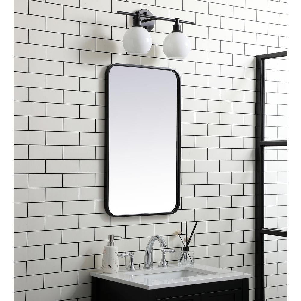 Soft corner metal rectangular mirror 18x30 inch in Black. Picture 2