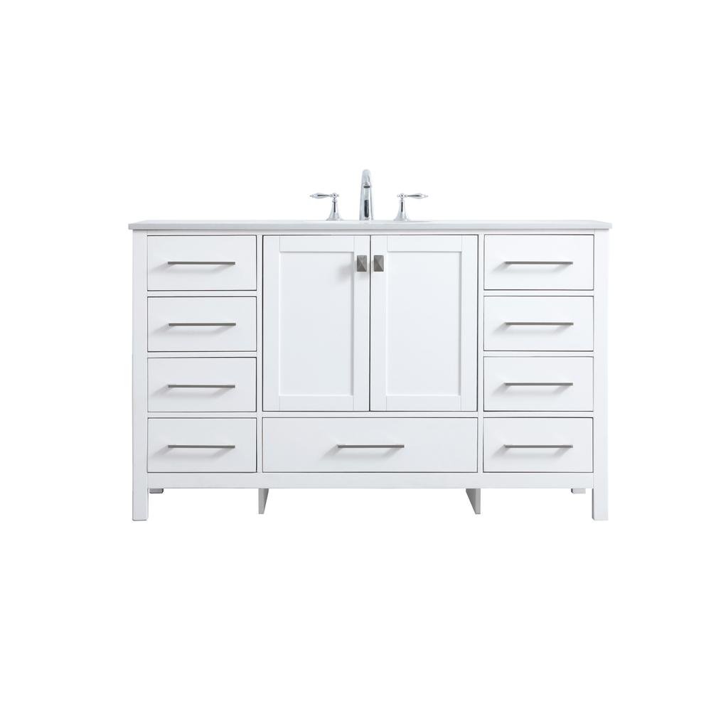 54 Inch SIngle Bathroom Vanity In White. Picture 1