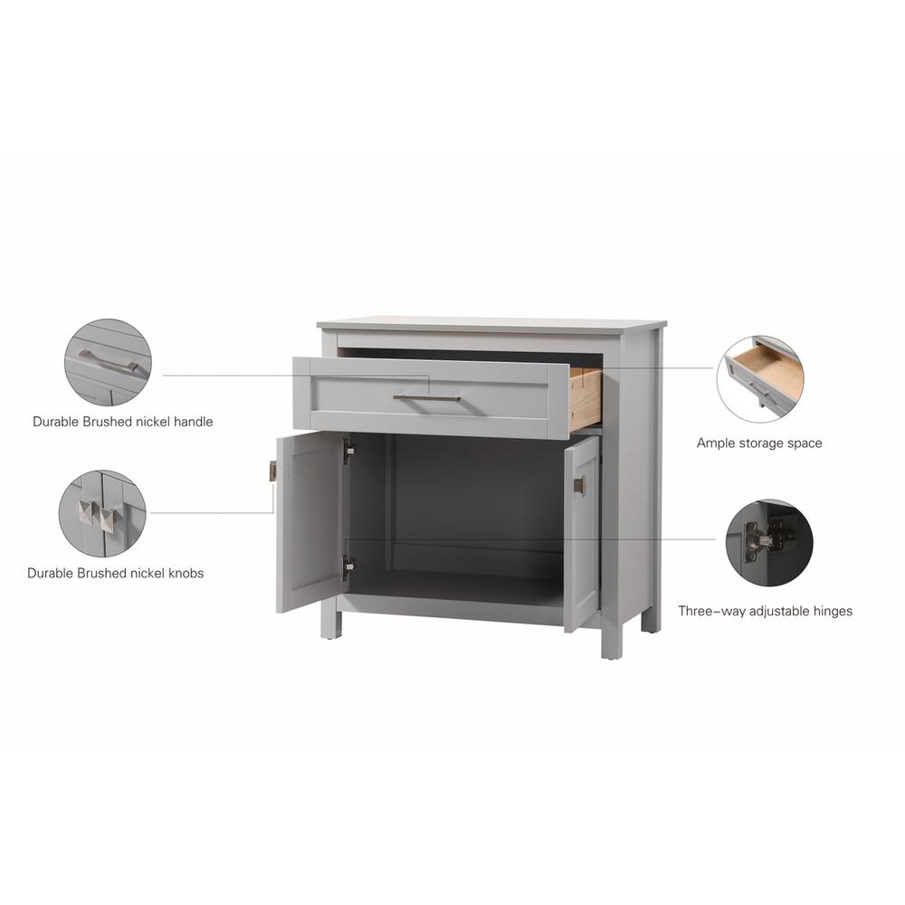 30 Inch Wide Bathroom Storage Freestanding Cabinet In Grey. Picture 12