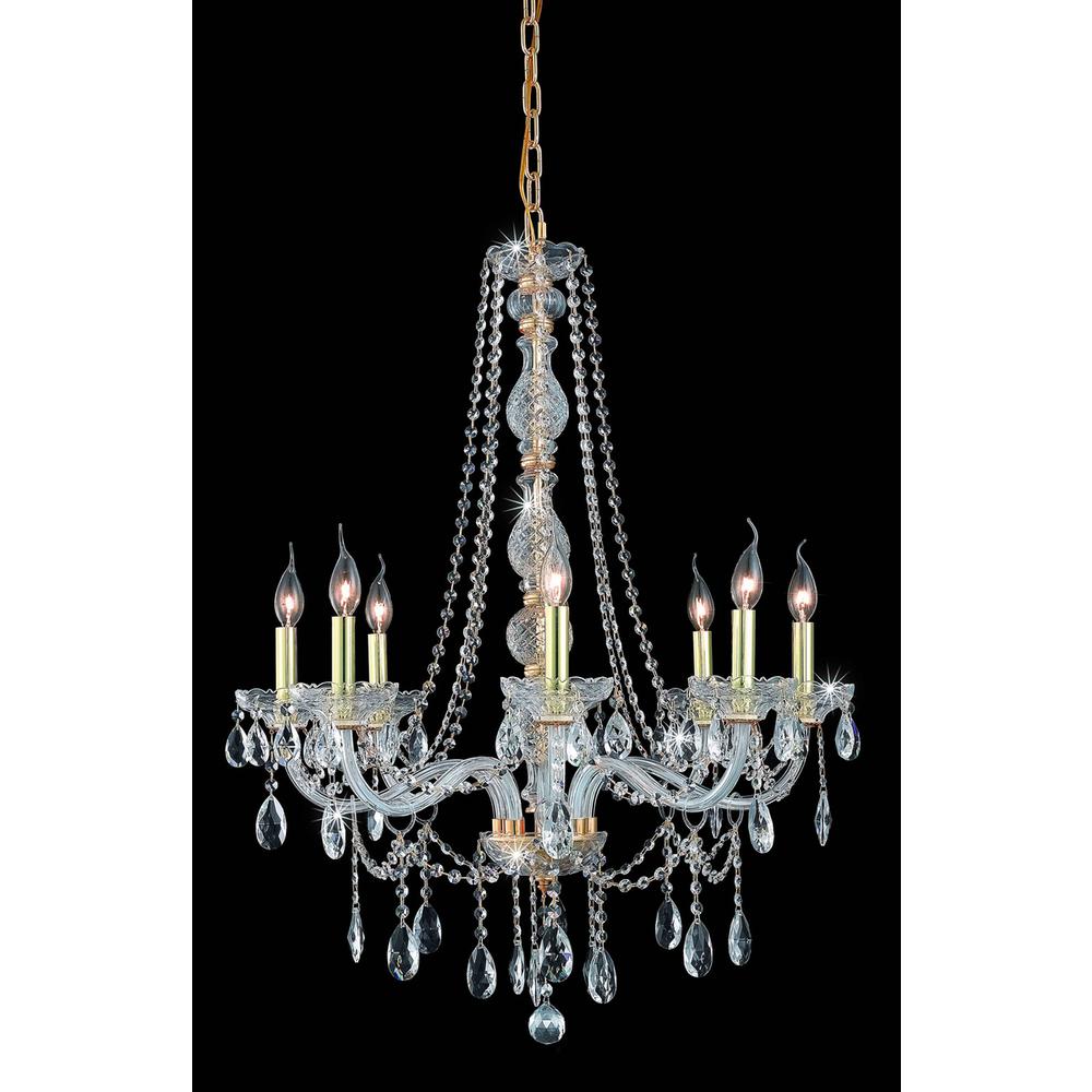 Verona 8 light Gold Chandelier Clear Royal Cut Crystal. Picture 1