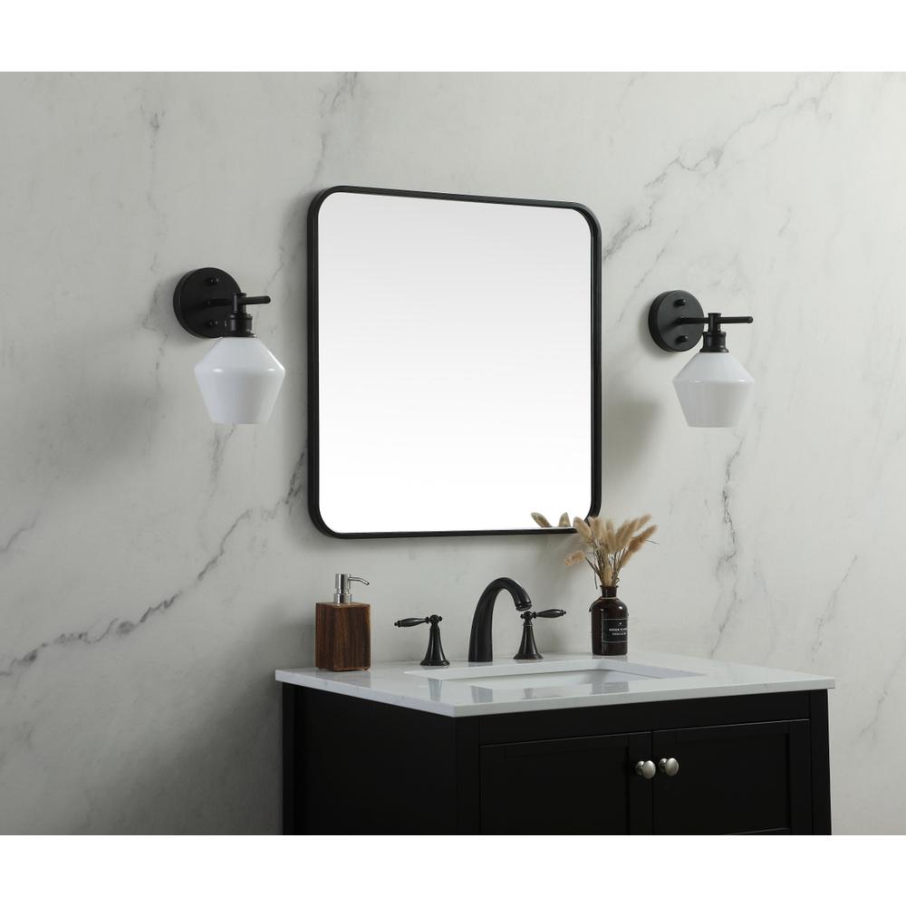 Soft corner metal square mirror 24x24 inch in Black. Picture 2