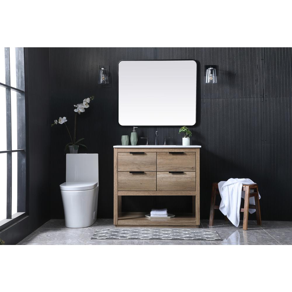 36 Inch SIngle Bathroom Vanity In Natural Oak. Picture 4