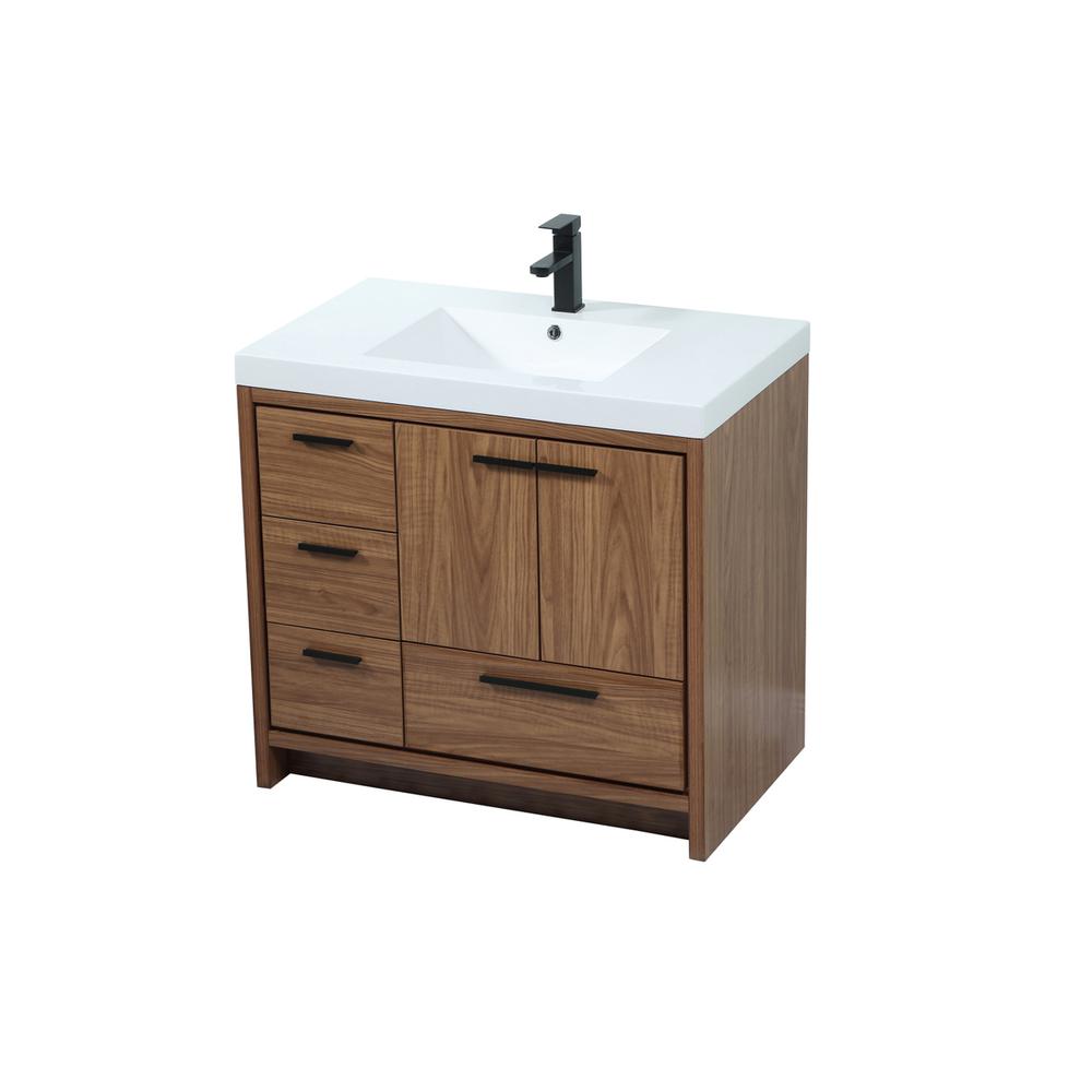 36 inch Single bathroom vanity in walnut brown. Picture 8