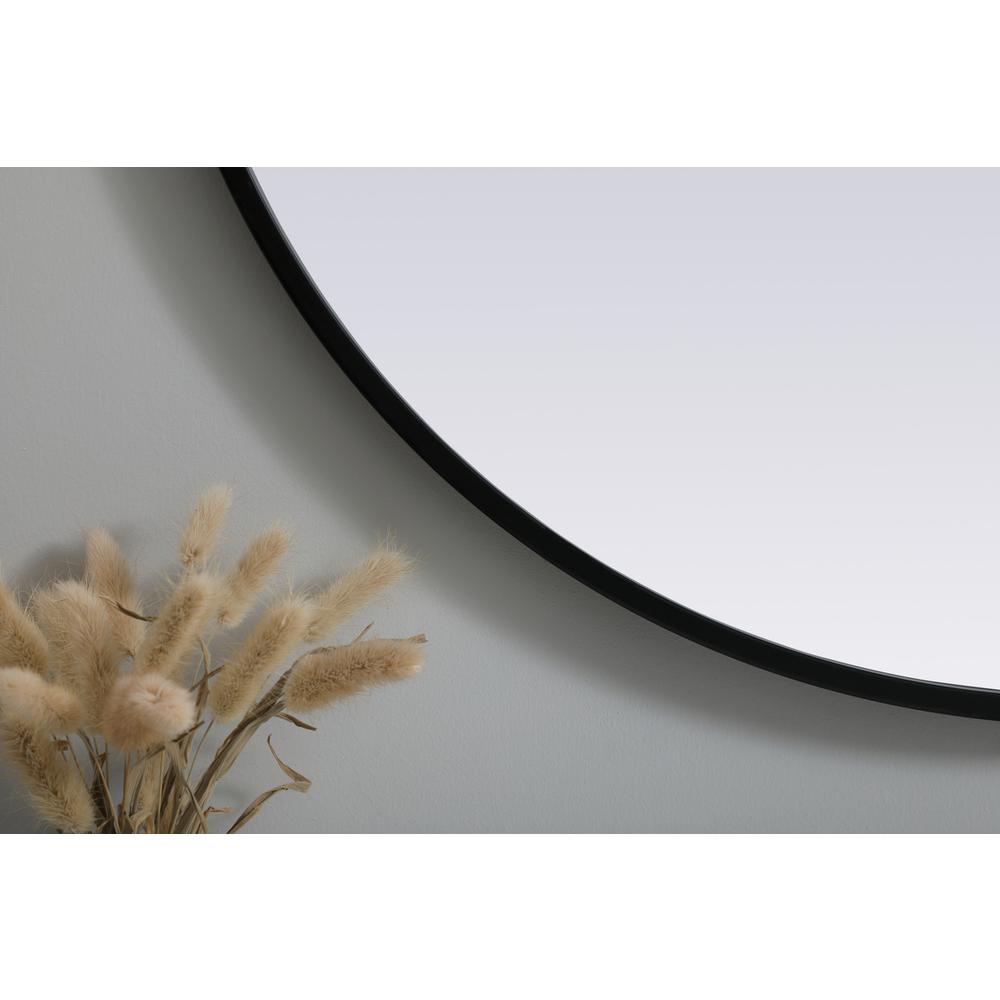 Metal Frame Oval Mirror 27x36 Inch in Black. Picture 5