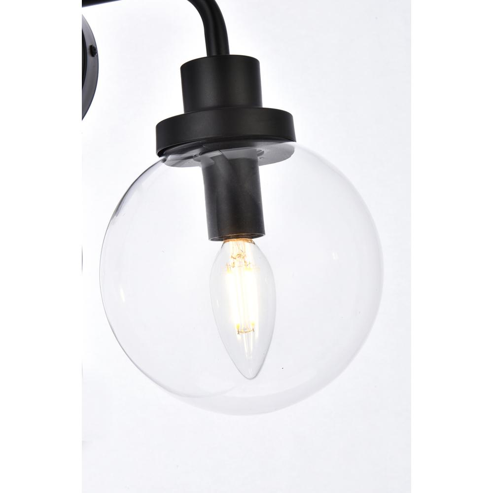Hanson 3 lights bath sconce in black with clear shade. Picture 3