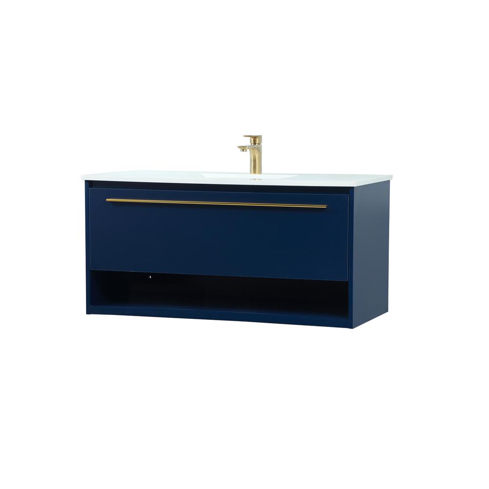 40 inch Single bathroom vanity in blue. Picture 7
