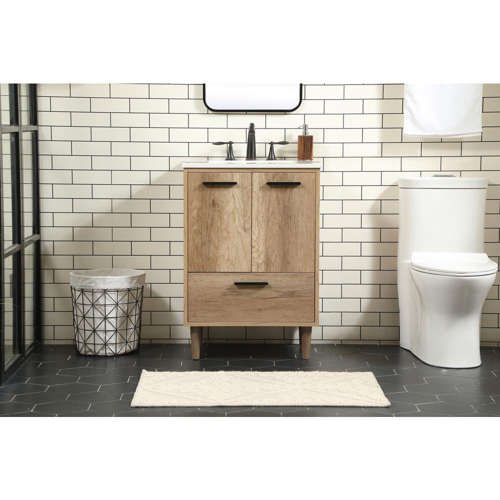 24 inch Single bathroom vanity in natural oak. Picture 14