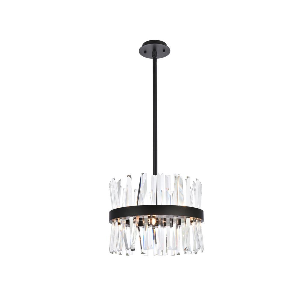 Serephina 16 inch crystal round pendant light in black. Picture 1