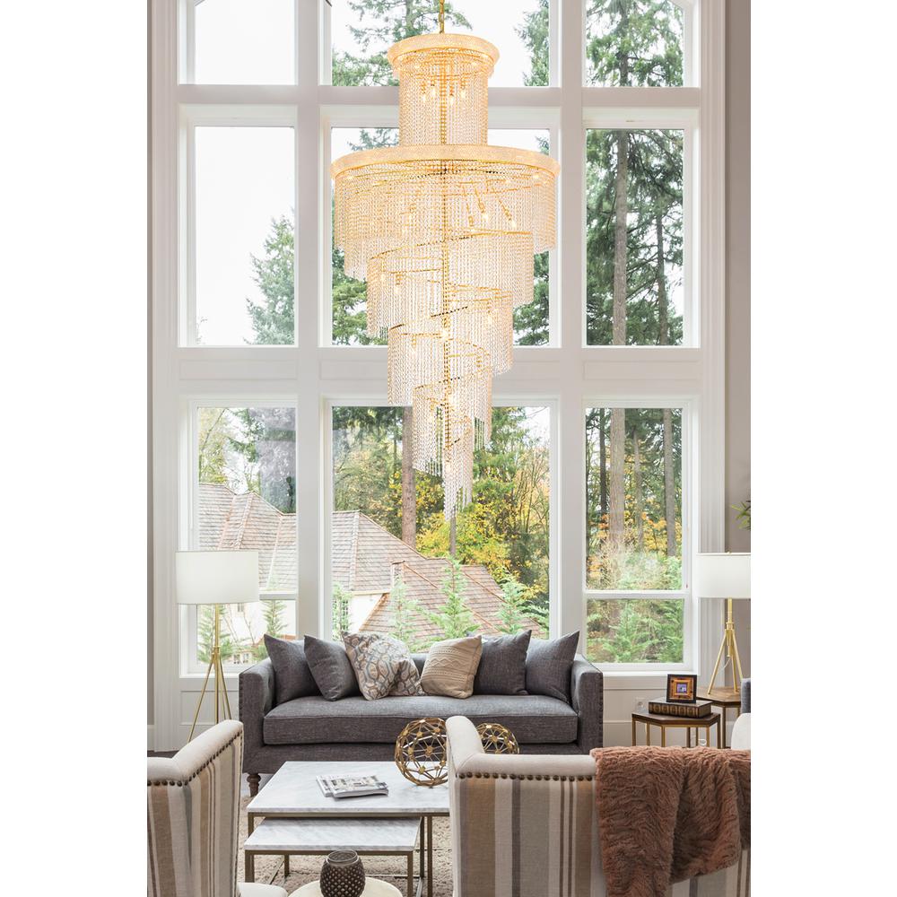 Spiral 41 light Gold Chandelier Clear Royal Cut Crystal. Picture 7