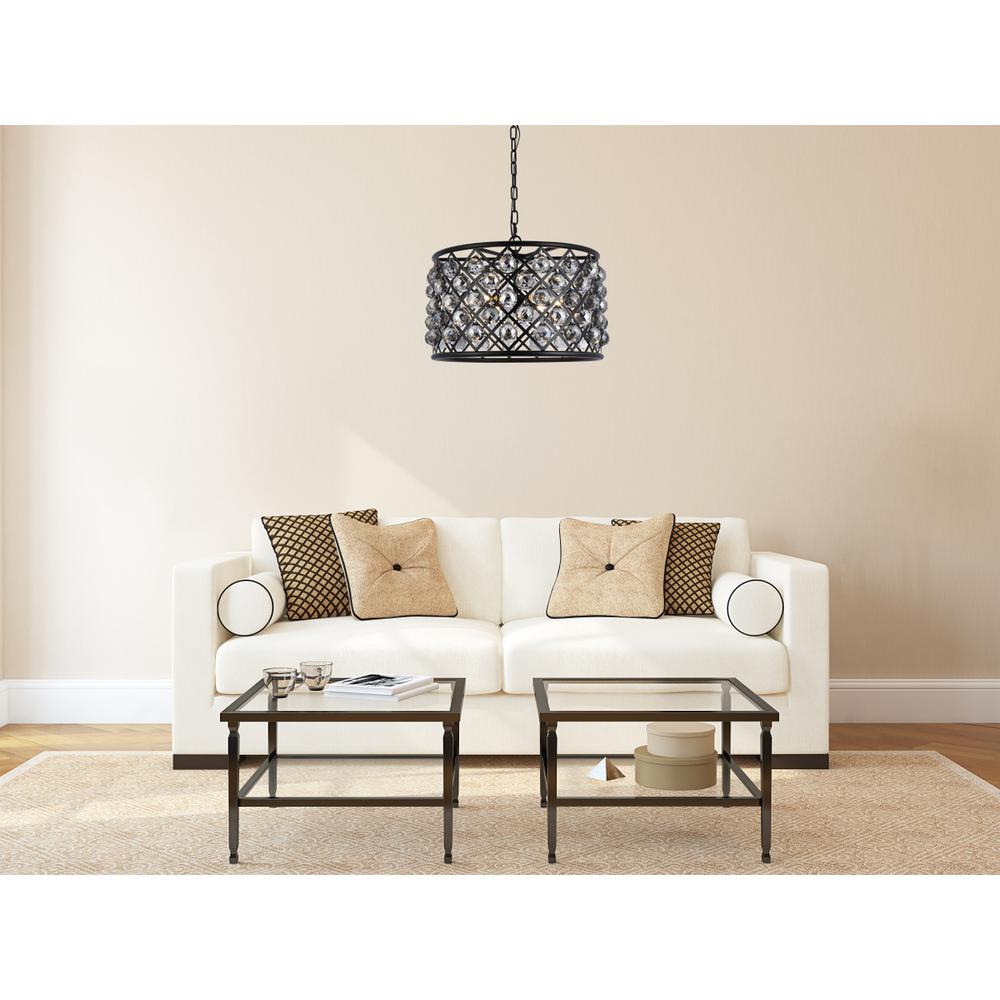 Madison 6 light Matte Black Pendant Silver Shade (Grey) Royal Cut Crystal. Picture 7