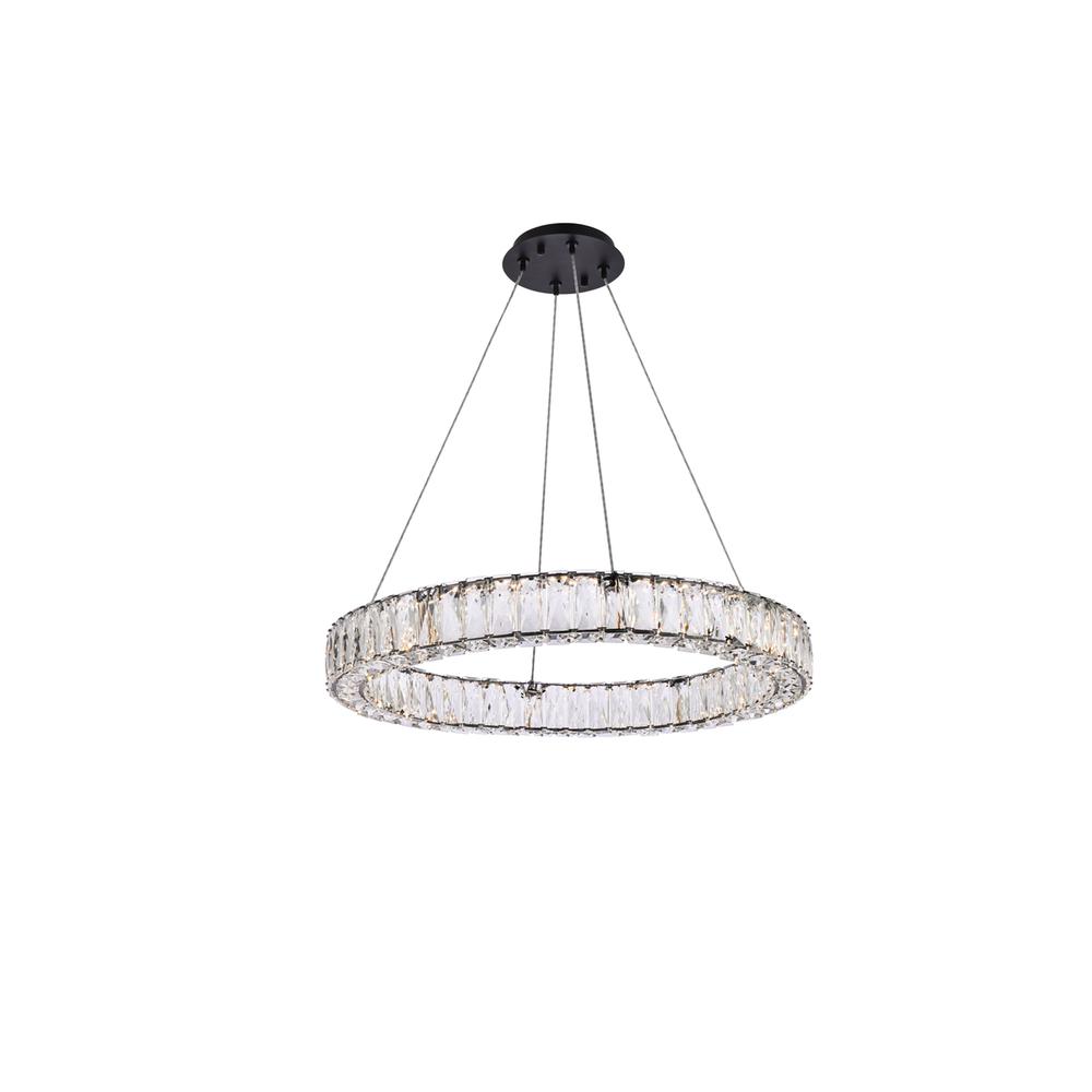 Monroe 26 inch LED round Single pendant in black. Picture 1
