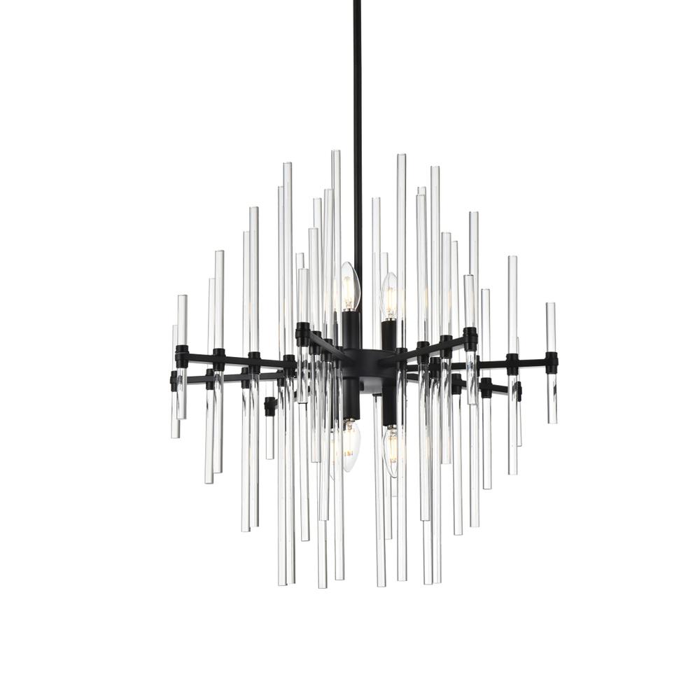 Sienna 23 inch crystal rod pendant in black. Picture 2