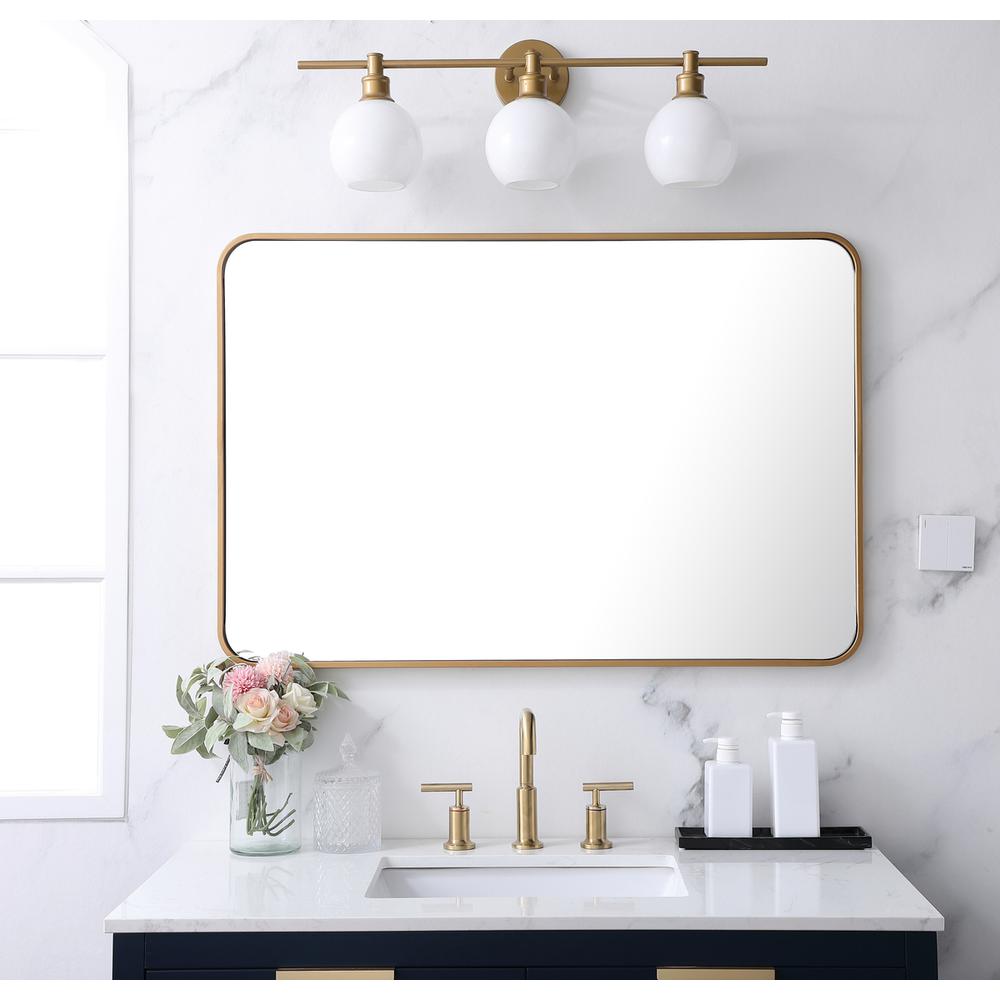 Soft corner metal rectangular mirror 27x40 inch in Brass. Picture 9