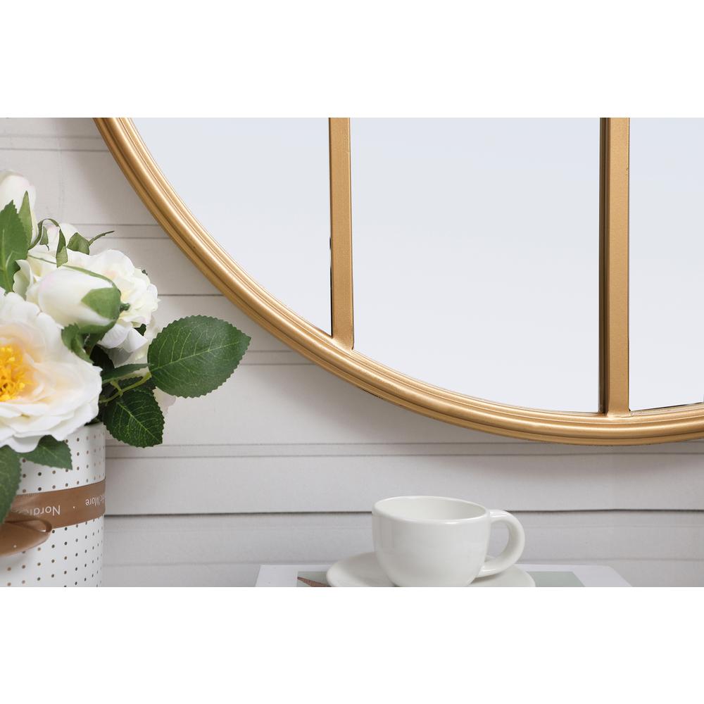 Metal windowpane mirror 28 inch x 28 inch in Brass. Picture 3