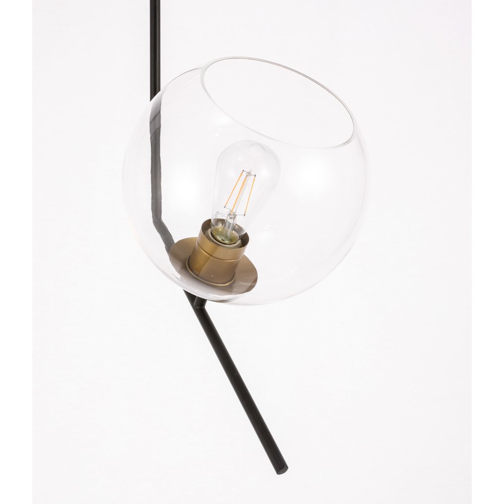 Ryland 1 Light Black And Brass And Clear Glass Pendant. Picture 9