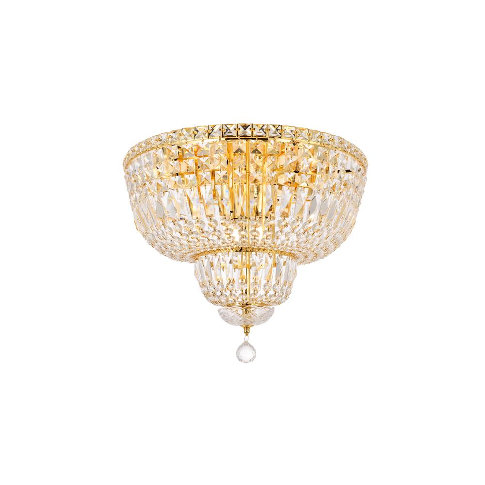 Tranquil 10 light Gold Flush Mount Clear Royal Cut Crystal. Picture 2