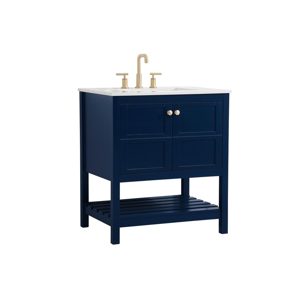 30 inch Single Bathroom Vanity in Blue. Picture 6