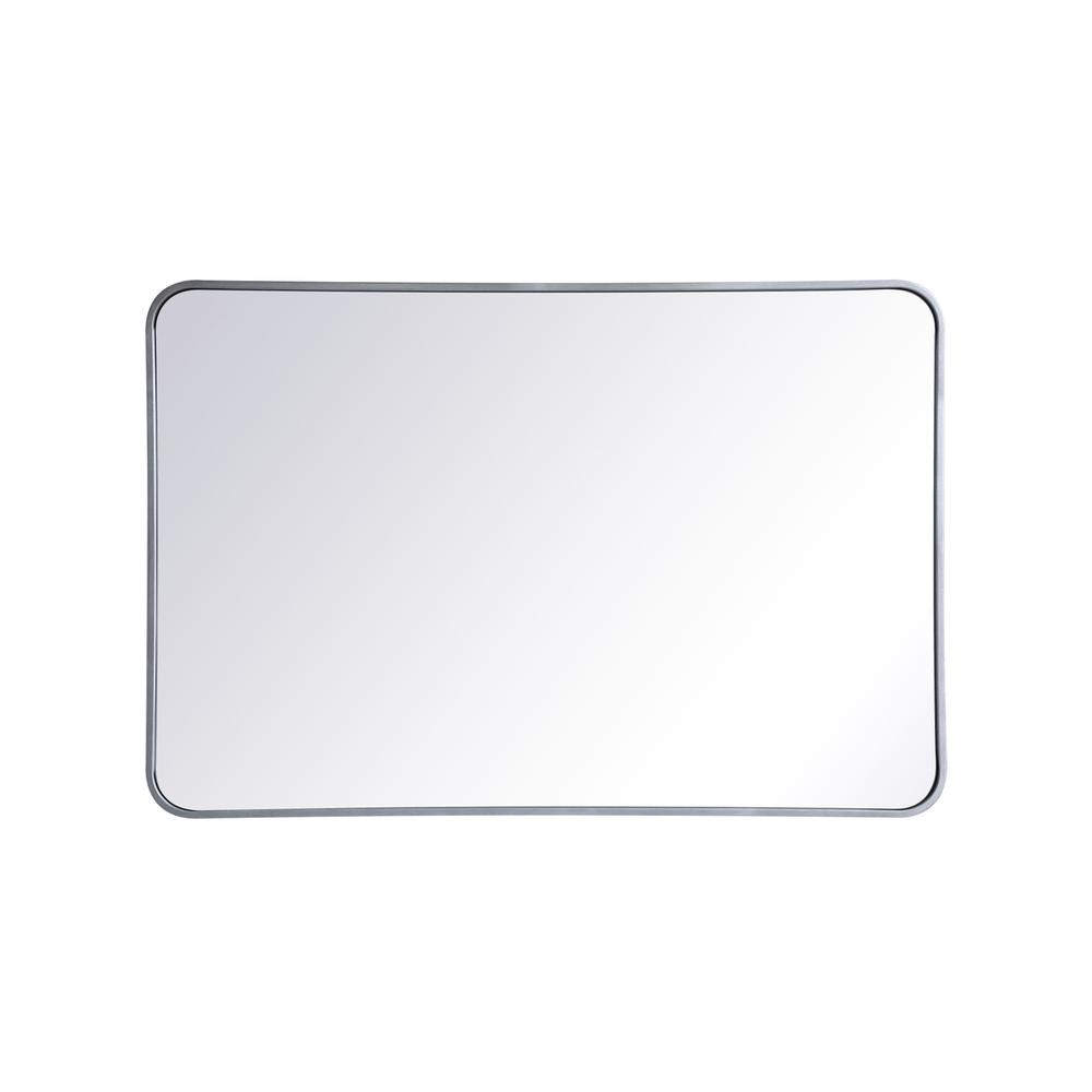 Soft corner metal rectangular mirror 27x40 inch in Silver. Picture 1