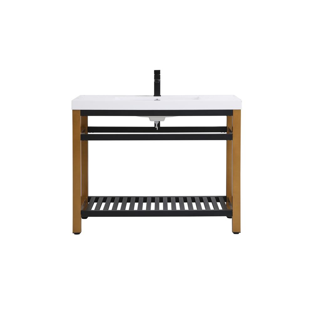 42 inch Single Bathroom Metal Vanity in Golden Black. Picture 1
