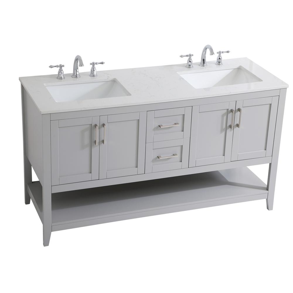60 inch Double Bathroom Vanity in Grey. Picture 7