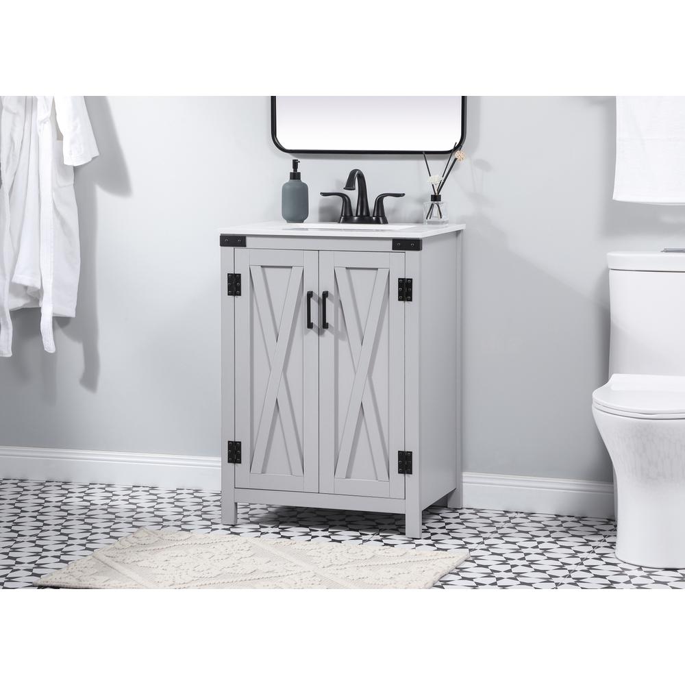 24 inch Single bathroom vanity in grey. Picture 2