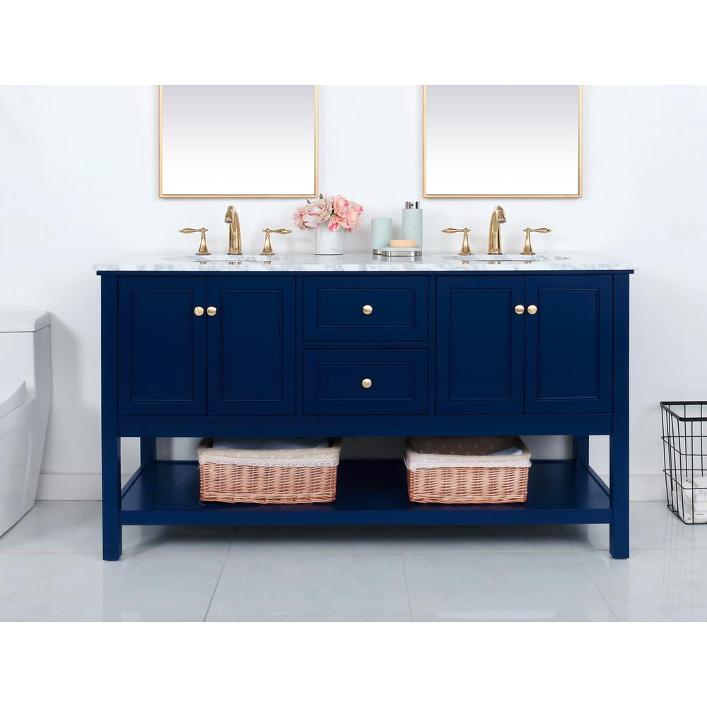 60 inch Single bathroom vanity in Blue. Picture 2