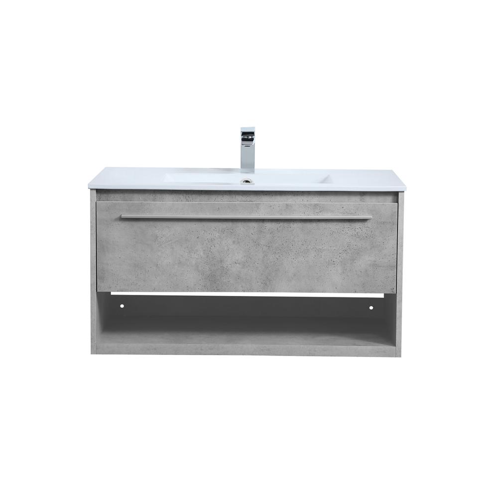 36 inch  Single Bathroom Floating Vanity in Concrete Grey. Picture 1