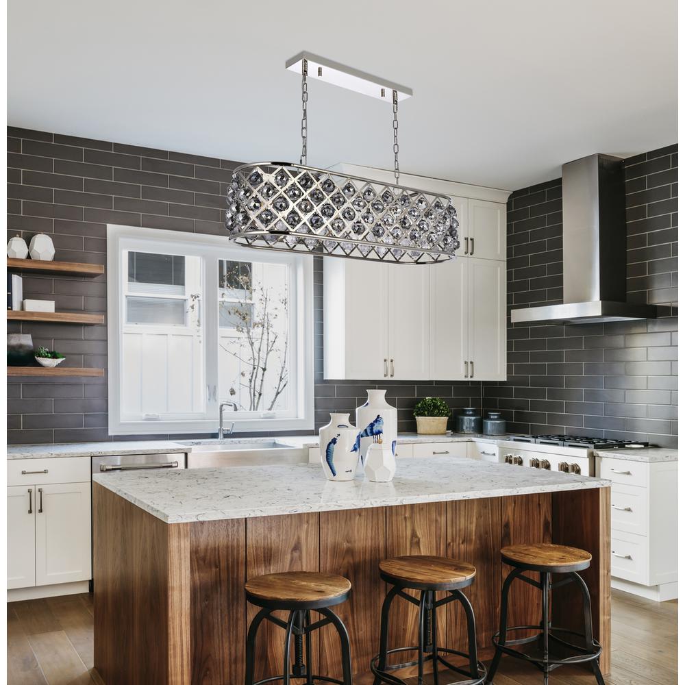 Madison 6 light polished Nickel Chandelier Silver Shade (Grey) Royal Cut Crystal. Picture 8