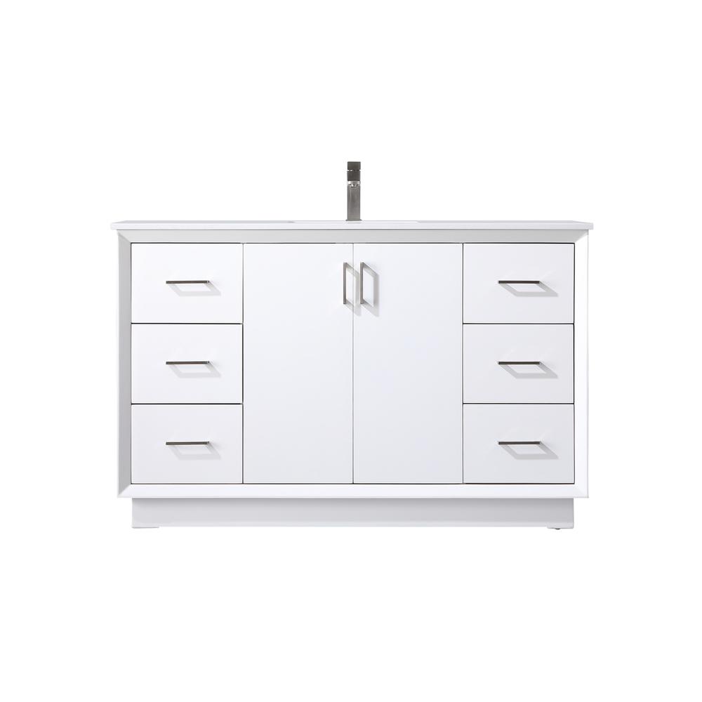 54 Inch SIngle Bathroom Vanity In White. Picture 1
