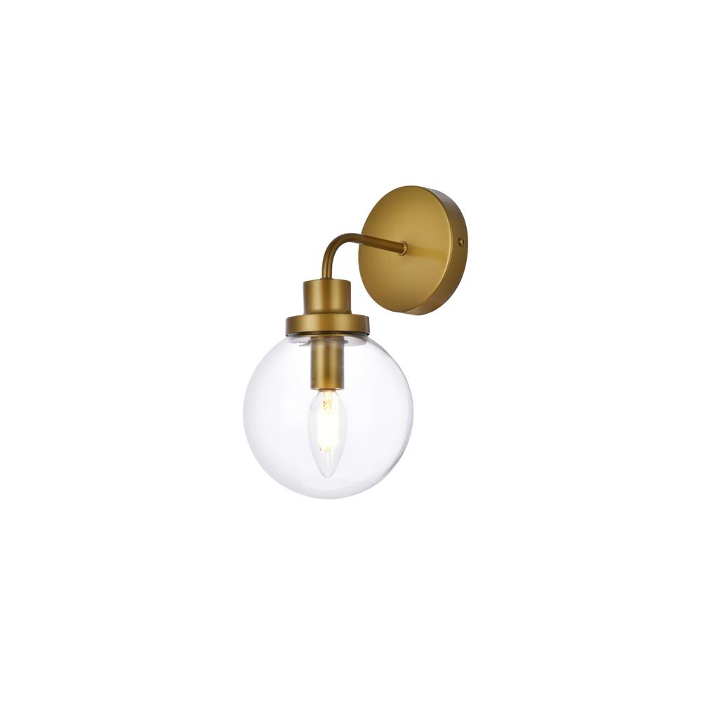 Hanson 1 light bath sconce in brass with clear shade. Picture 2