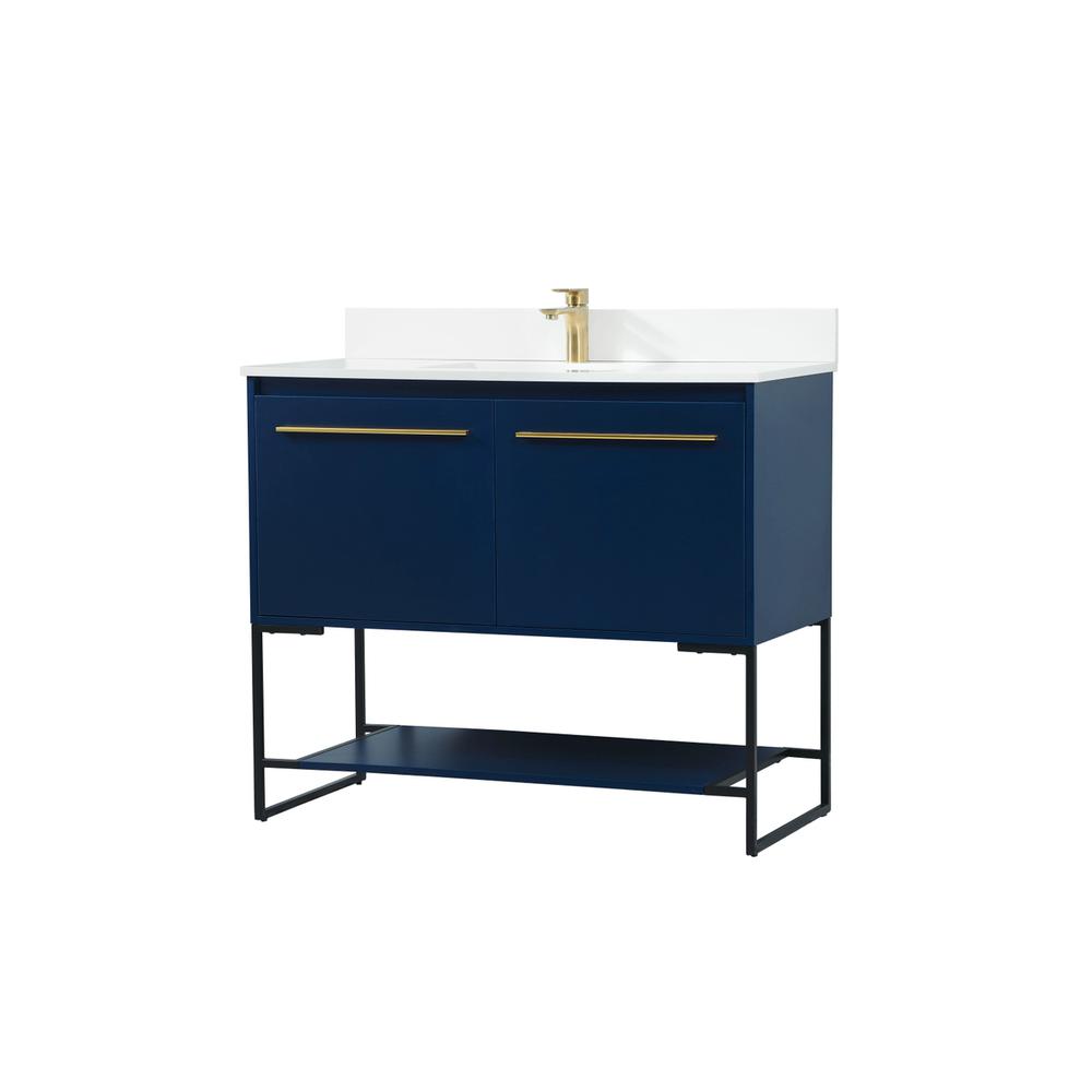 40 inch Single bathroom vanity in blue with backsplash. Picture 7