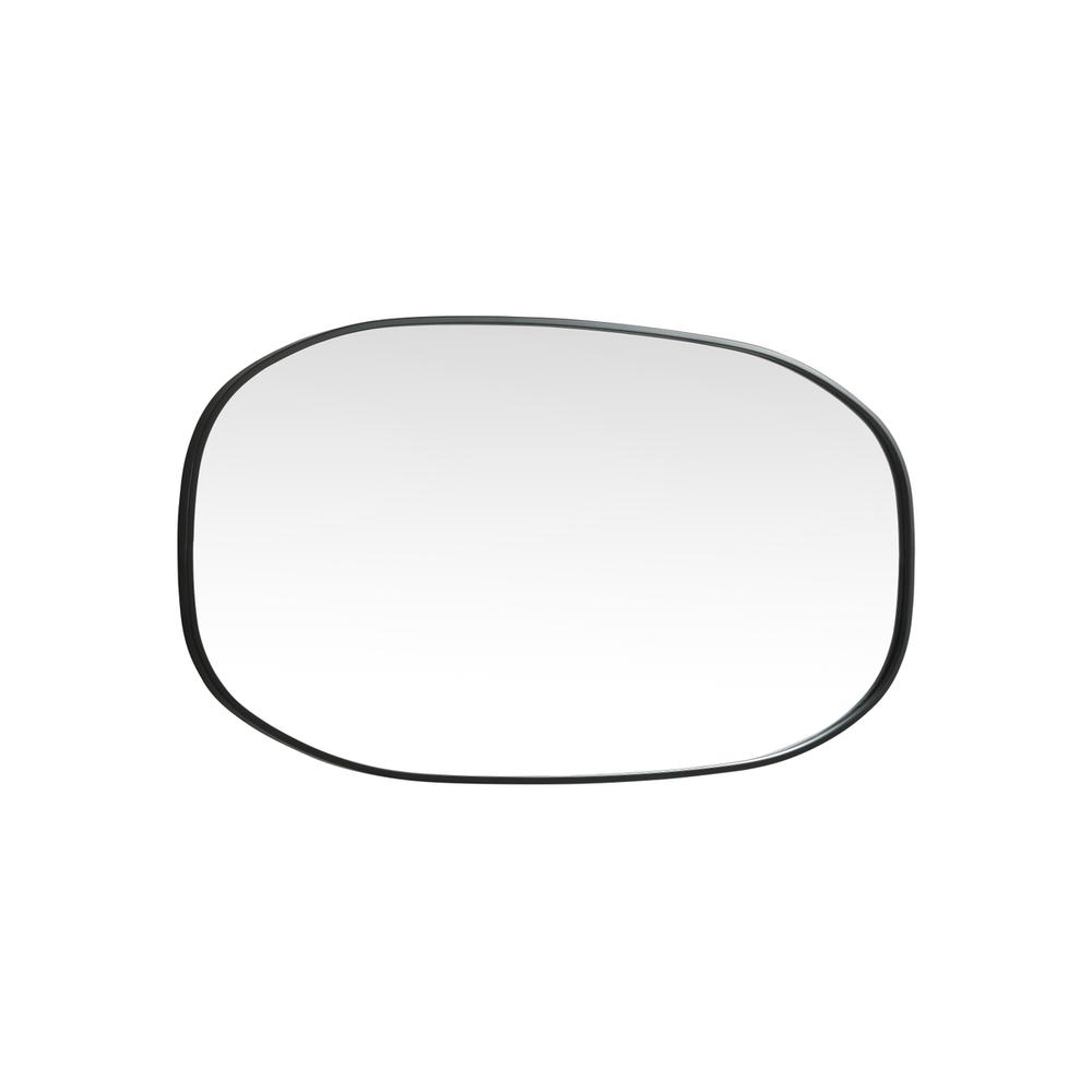 Metal Frame Oval Mirror 24x48 Inch in Black. Picture 9