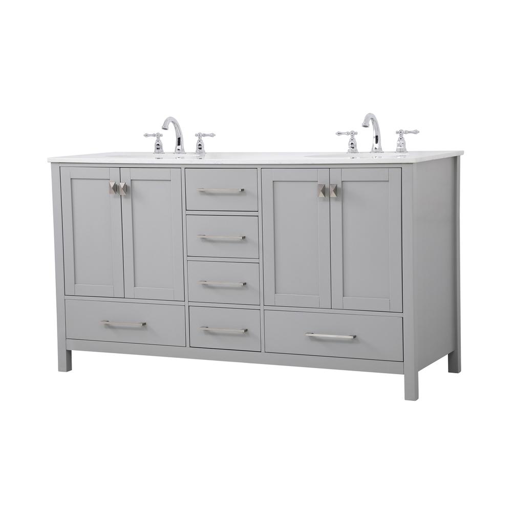 60 inch Double Bathroom Vanity in Gray. Picture 6