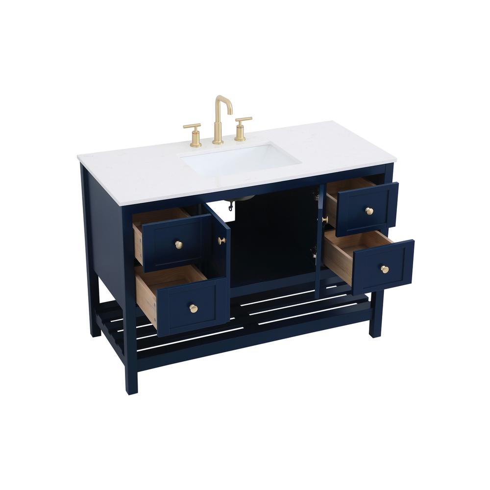 48 inch Single Bathroom Vanity in Blue. Picture 8