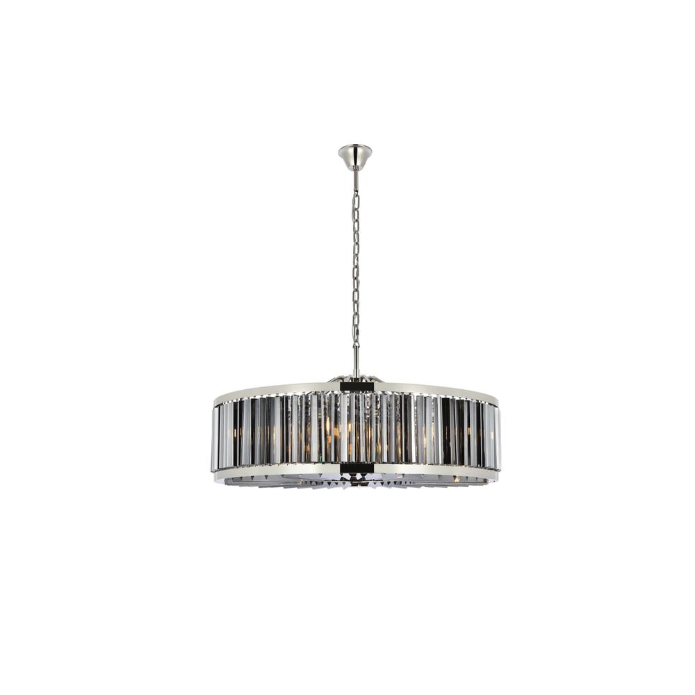 Chelsea 10 light polished nickel Chandelier Silver Shade. Picture 1