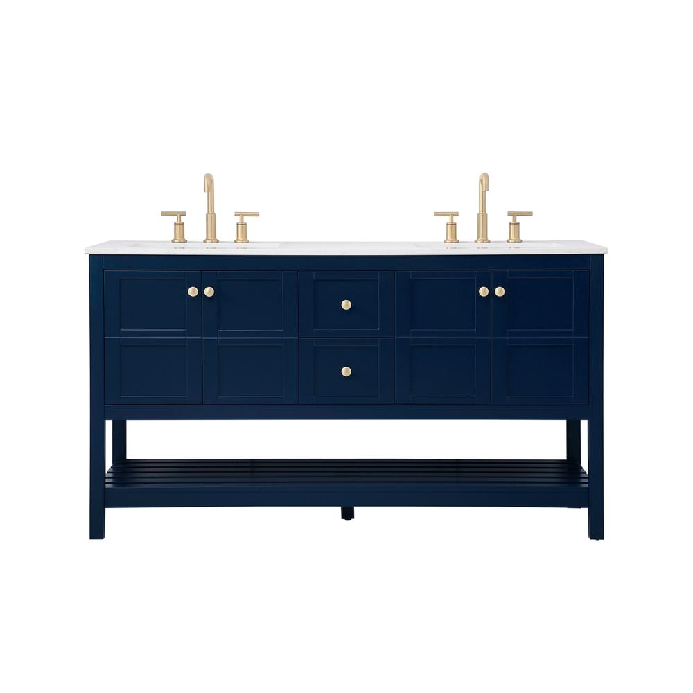 60 inch Single Bathroom Vanity in Blue. Picture 1