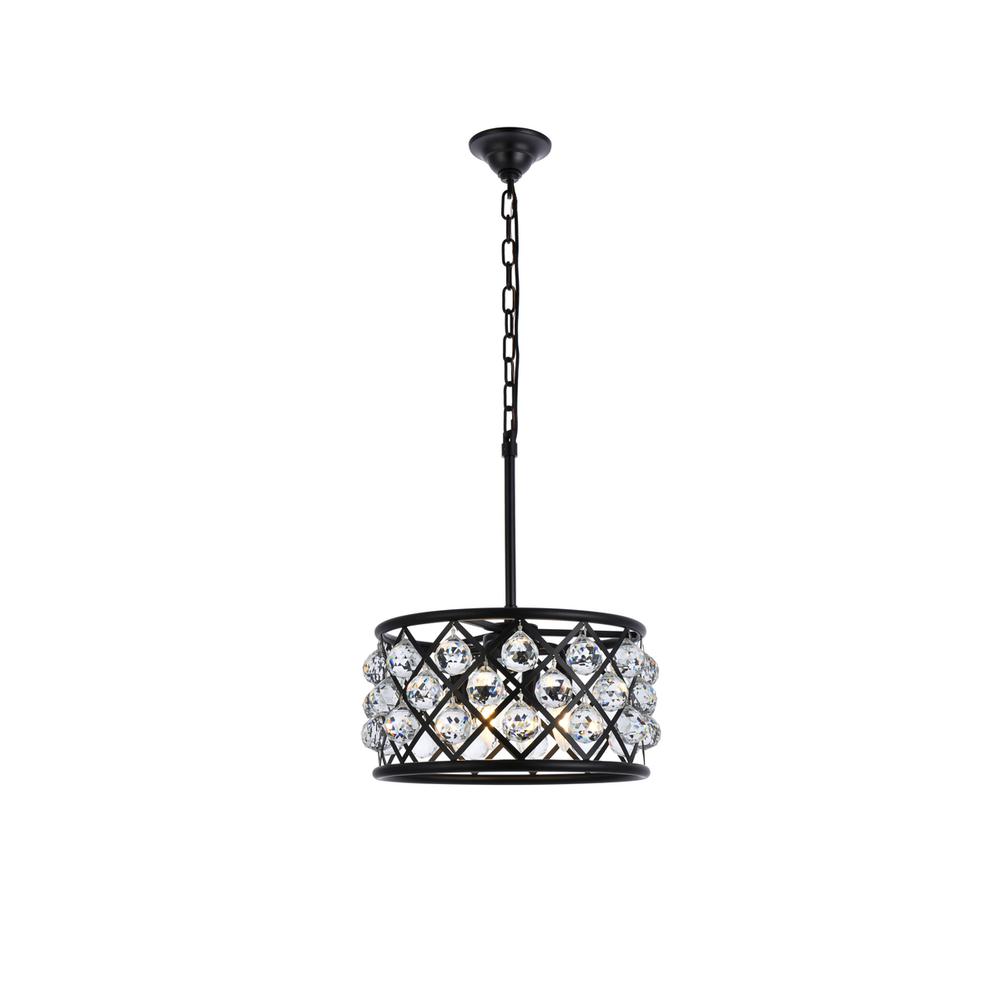 Madison 4 light Matte Black Pendant Clear Royal Cut Crystal. Picture 1