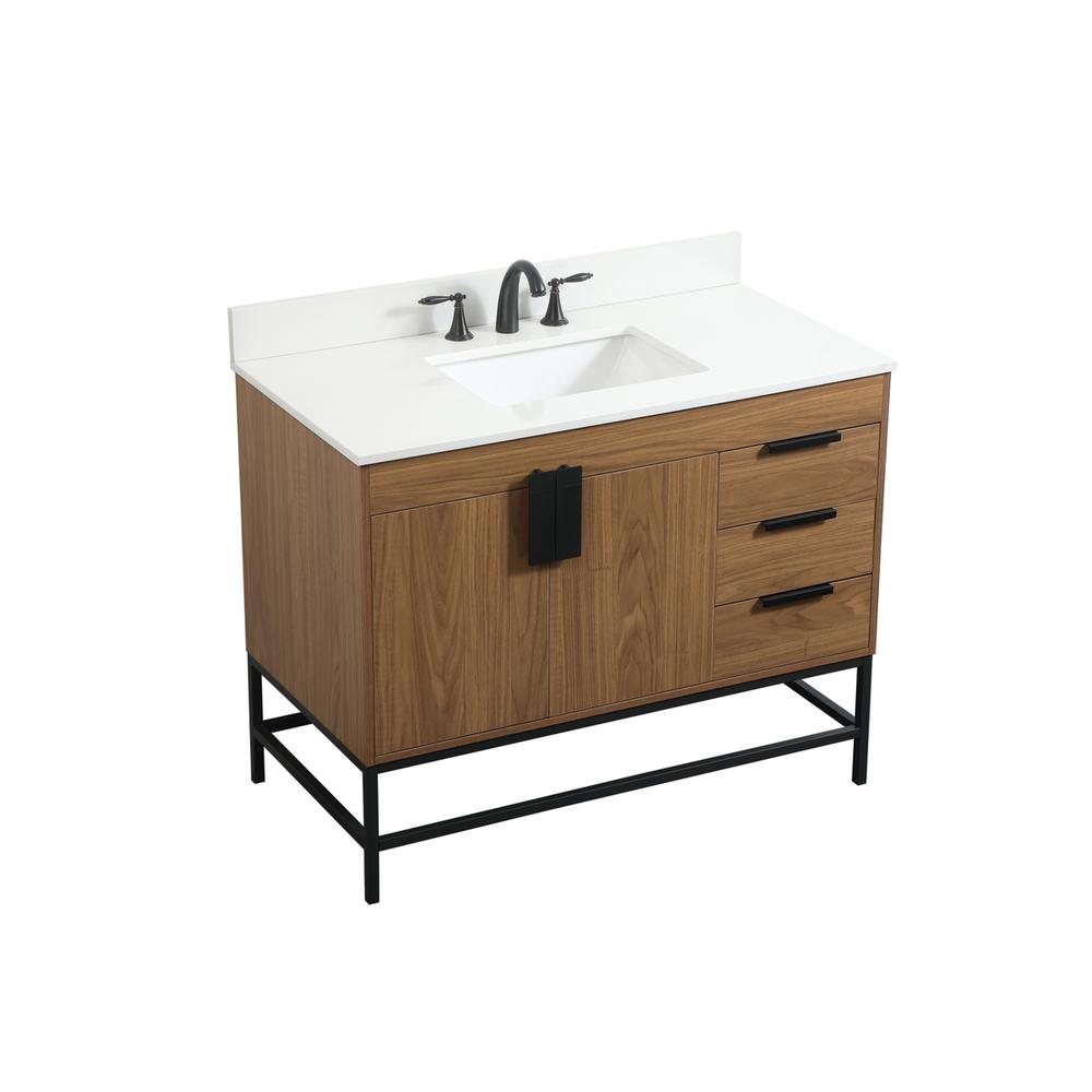 42 inch Single bathroom vanity in walnut brown with backsplash. Picture 8