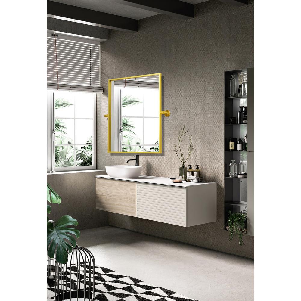 Rectangle Pivot Mirror 24X20 Inch In Gold. Picture 2