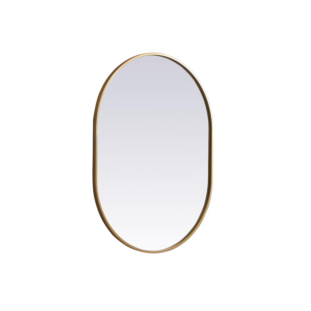 Metal Frame Oval Mirror 27x36 Inch in Brass. Picture 7