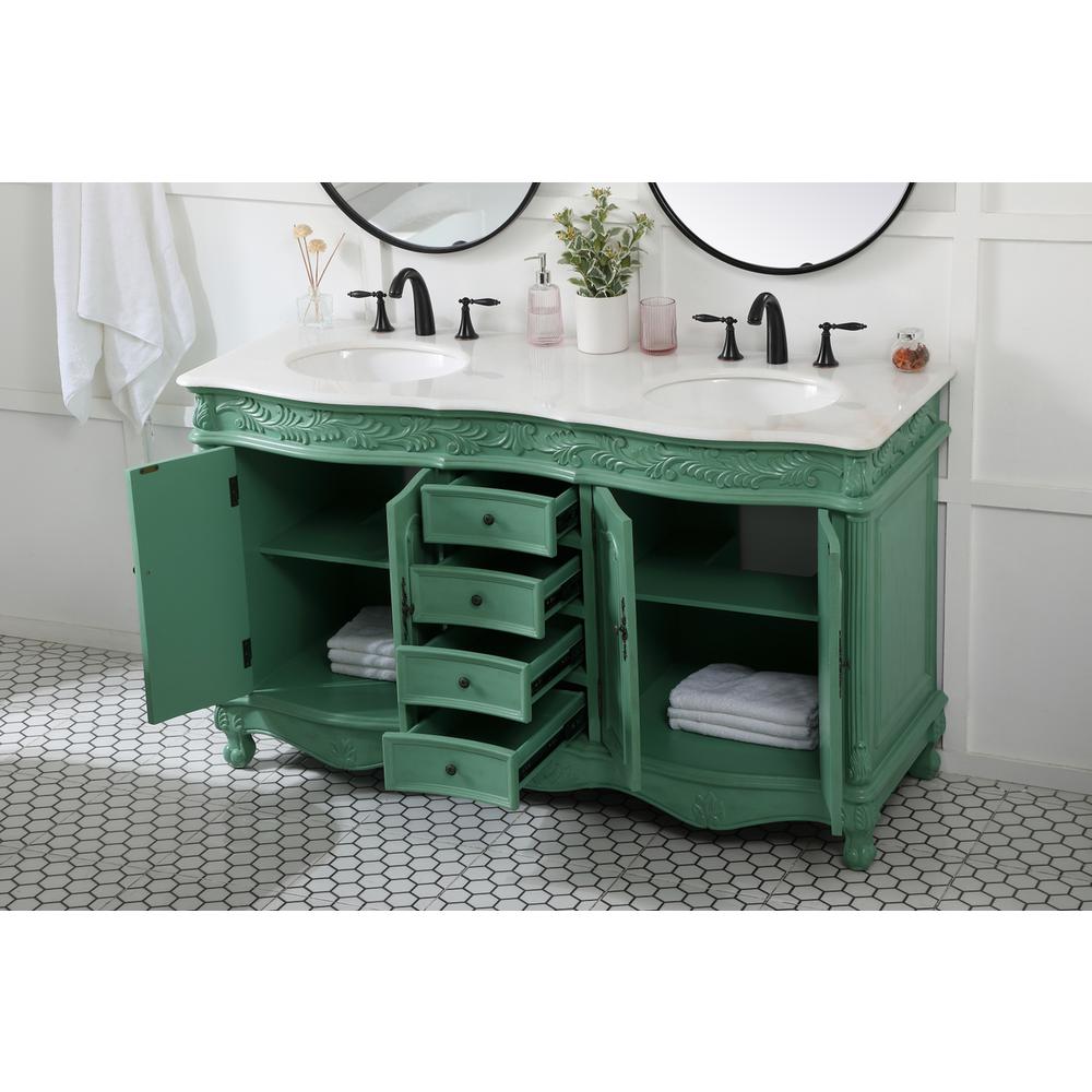 60 inch double bathroom vanity in vintage mint. Picture 3
